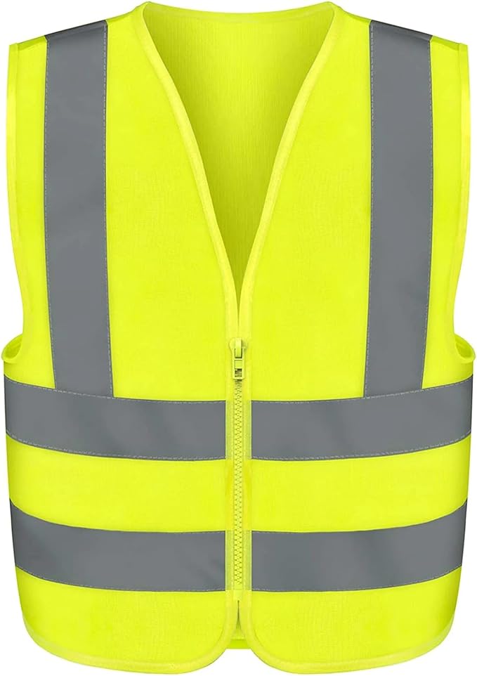 Neiko High Visibility Safety Vest ANSI Class 2, No Pocket, Neon Yellow, Medium (M)