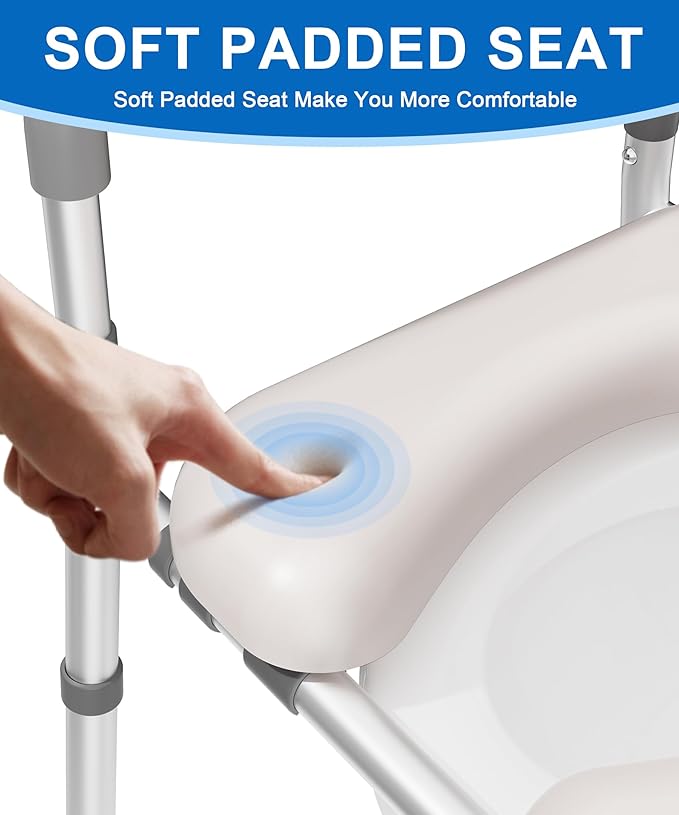 HOMLAND Raised Toilet Seat with Handles, Toilet Seat Riser for Seniors with Adjustable Height & Width, FSA HSA Eligible 400lb Handicap Elevated Toilet Seat for Elderly, Pregnant, Fit Any Toilet