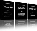 Unbruvo Motivational Office Wall Art, 3 Pieces Inspirational Canvas Wall Art, Dream Big Be Happy Work Hard Prints Poster Wall Decor for Living Room BedRoom Dorm(48" Wx24 H)