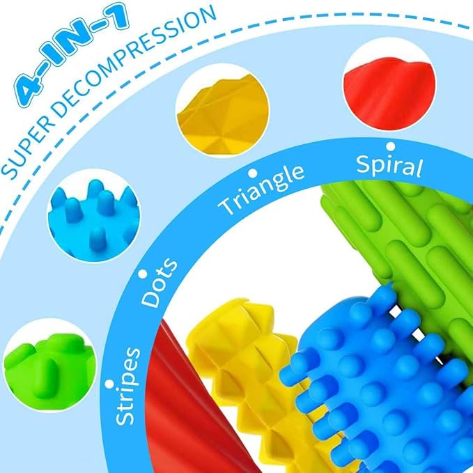 4-Pack Textured Silicone Pencil Grips-Autism Anxiety Relief for Kids & Adults,ADHD Tools & Sensory Focus,Quiet Classroom&Travel Fidget Tool for Focus,Keep Calm.