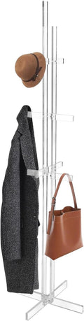Acrylic Coat Rack with 10 Hooks Freestanding Modern Coat Hanger Stand with Anti-slip Strips Hall Tree for Clothes Handbags Hats Scarves in Entryway Office Bedroom Hallway