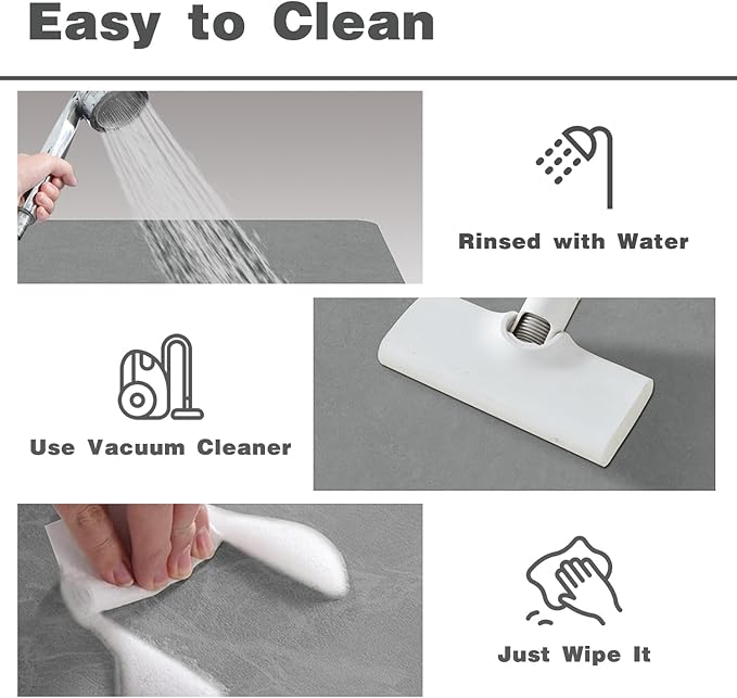 Bathroom Mat Quick Dry, Bathroom Rugs Non Slip Washable Thin Absorbent Bath Mat Fits Under Door Bathroom Floor Mat Perfect for Bath, Shower, or Sink 24"x60" Light Grey