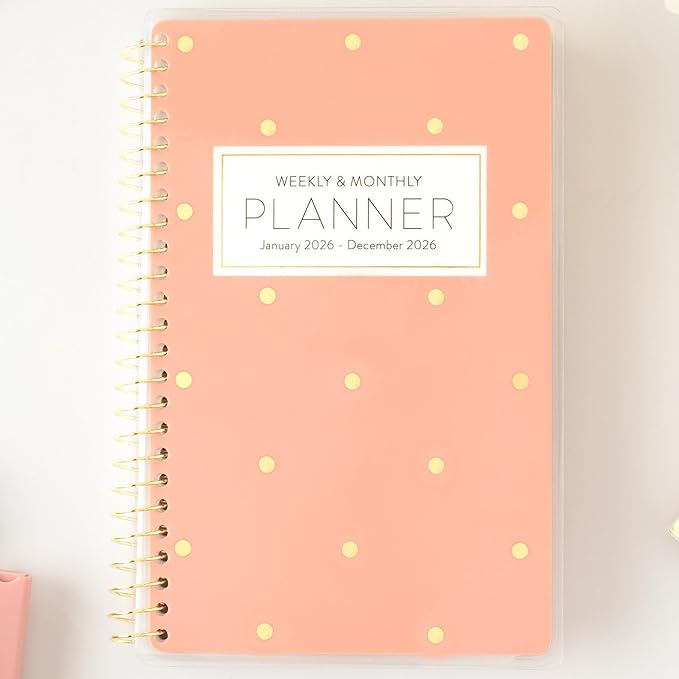 PPP Pocket Calendar 2026 (Pink Dot) | Weekly Checklists | Monthly Calendar Layout | Personal Goals | Notes Pages | Poly Laminated Cover | Twin Ring Coil Binding | Pocket-Sized 4x6.5" | Planner