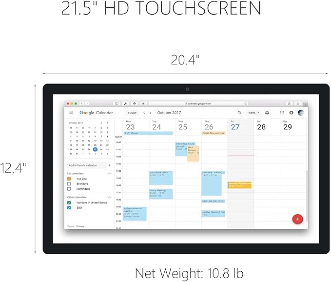 15.6 to 27 inch Touchscreen Digital Calendar & Wall Planners, Smart Whiteboard Calendar for Chore Chart & Work Schedule, Built in Speakers and Camera, Include Wall Mount & Desk Stand (21.5-inch)