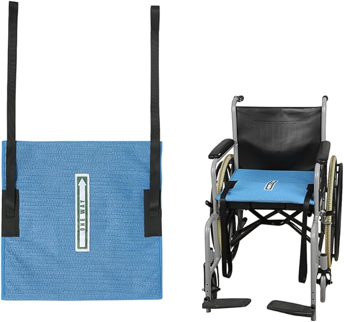 One Way Transfer Support Cushion, Non Slip Tubular Pad for Fall Prevention in Chair & Wheelchair, Elderly/Disabled Assistance, 17"x17"(Blue-with Handles)
