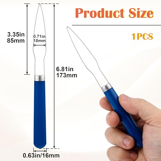 Easy Button Hook, Steel Button Helper Tool for Elderly, Wide Plastic Handle Buttons Fastener Device Assist Dressing Aid Tool for Seniors One Hand - 1 Pack, Blue