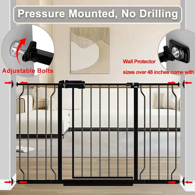 Fairy Baby Extra Wide Baby Gate 76.3-81.1 Inch Wide, Walk Through Pressure Mounted No Drill, Long and Large Tension Gate for Pet and Kids
