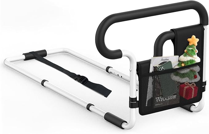 Bed Rails for Elderly Adults Safety: Adjustable Bedside Assist Bar for Seniors - Side Bed Railing Handle Support Guard - Bedrails Slides Under Mattress Fit King Size Queen Full Twin Beds