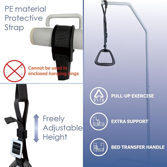 Bed Trapeze for Elderly - Bedroom Pull-Up Handle, Bed Mobility Aid Bracket Accessories for Disabled Injured Patients, Supports 110 lbs, 1 Pcs (Not Include Bar)