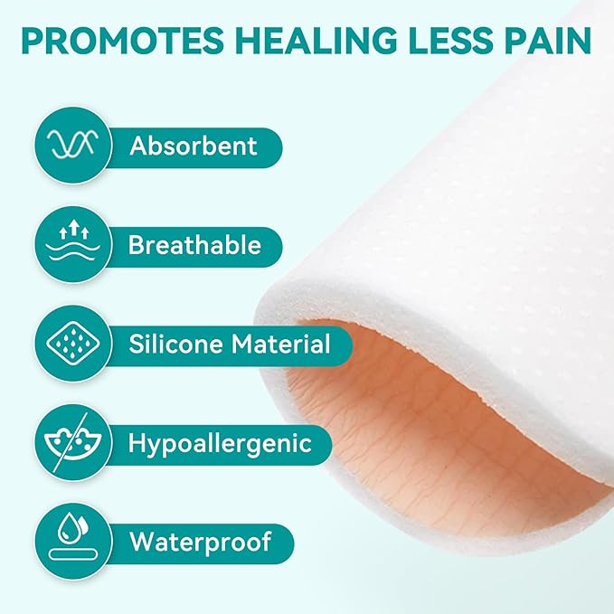 Dimora Silicone Foam Dressing Without Border 4"x 4" Highly Absorbent Adhesive Wound Bandage Cuttable Pads First Aid Bandage for Wound Care 5 Pack