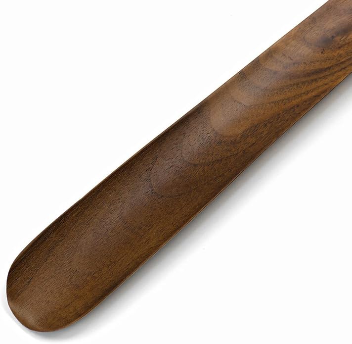 Wooden Shoe Horn Long Handle For Seniors 23.6" Easy Wear Helper Shoehorns Women Kids Baby Elderly Hanging Rings