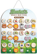 Wooden Daily Routine Chart for Todder, Visual Schedule Woodland Reward Chart, Daily Responsibilities Board for Kids, Personalized Chore Chart for Kids