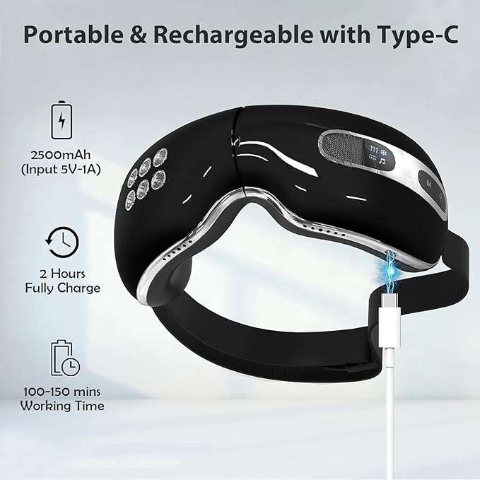 Eye Massager with Heat and Cooling for Migraines, Dry Eyes - Eye Massager Mask for Relaxation Gift for Women and Men