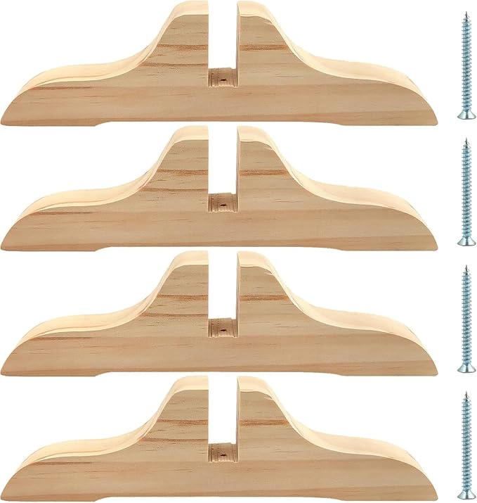 4pcs Folding Room Divider Stand,Wooden Room Divider Stand with Screws,Folding Privacy Screen Holder, Room Screen Holder Feet Partition for Hotel Home Office (Wood)
