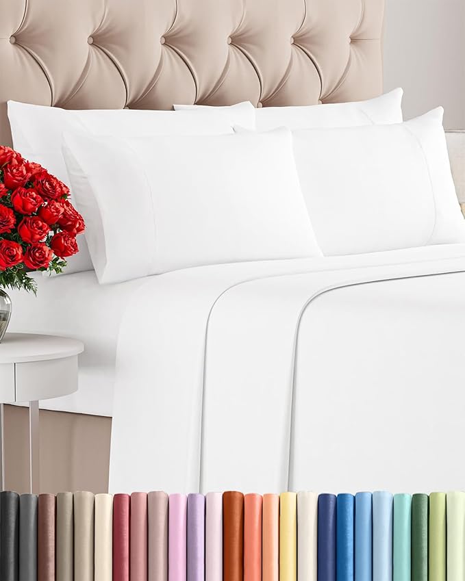 King 6 Piece Sheet Set - Cooling & Breathable Bed Sheets - Hotel Luxury Bed Sheets for Women, Men, Kids & Teens - Comfy Bedding with Deep Pockets & Easy Fit - Soft and Wrinkle Free - King White Sheets