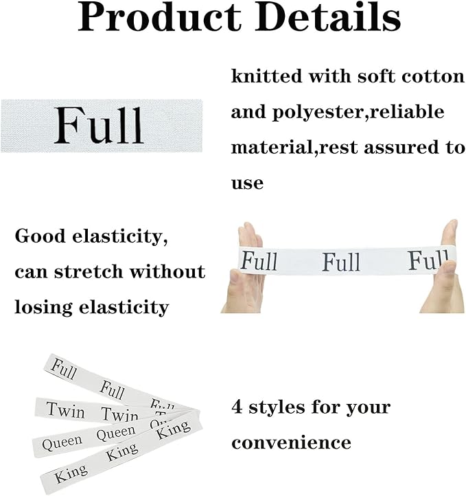 2 Pieces Bed Sheet Organizer Bands, Sheet Organizers and Storage Label Bands, Sheet Label for Bedding, Sheets Organizer for Closet,Sheet Keepers Linen Labels Bedding Bands (2Pcs Full)