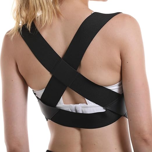 Ciieeo Adjustable Back Posture Corrector Belt for Hunchback Correction, Black Medium Size Back Support Brace for and Students, Lumbar and Shoulder Alignment Aid