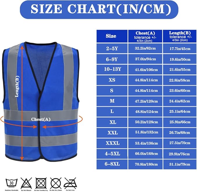 AYKRM 12 colour High visibility viz vest hi vis viz reflective work construction safety vest (XS-8XL)