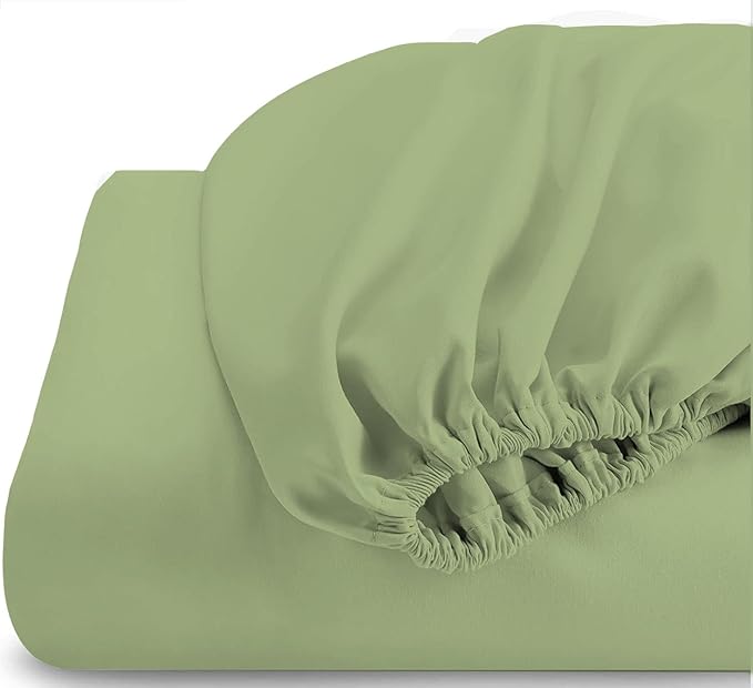 Top Split King Fitted Sheet Only for Adjustable beds, Split Down 28 inches from The Top, 600 Thread Count 100% Cotton Half Split Flex Head Fitted Sheet for Sleep Number Beds, Sage