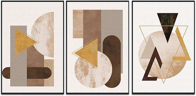 QKF Extra Large Framed Canvas Wall Art Geometric Minimalist Home Wall decor Living Room Bedroom Decoration Painting Tall wall Poster Printing 24" X 32" 3 Pieces