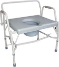 DMI Drop Arm Portable Toilet Commode, Extra-Wide Seat, 500 Pound Weight Capacity, Bucket with Lid Included, Adjustable Legs, Elderly Assistance Products, Grey