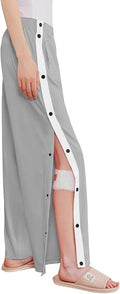 Deyeek Women's Tear Away Pants Side Split Snap Open Bottom Sweatpants Leg Breakaway Post Surgery Pants with Pockets