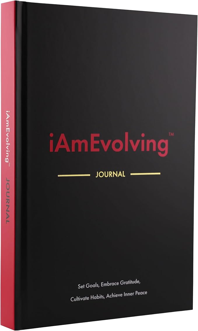 iAmEvolving Journal – Guided Gratitude & Goal Planner with Habit Tracker, Mindfulness Prompts & Daily Reflection | Undated 6-Month Self-Care & Personal Growth Notebook (Black Cover • Limited Edition)