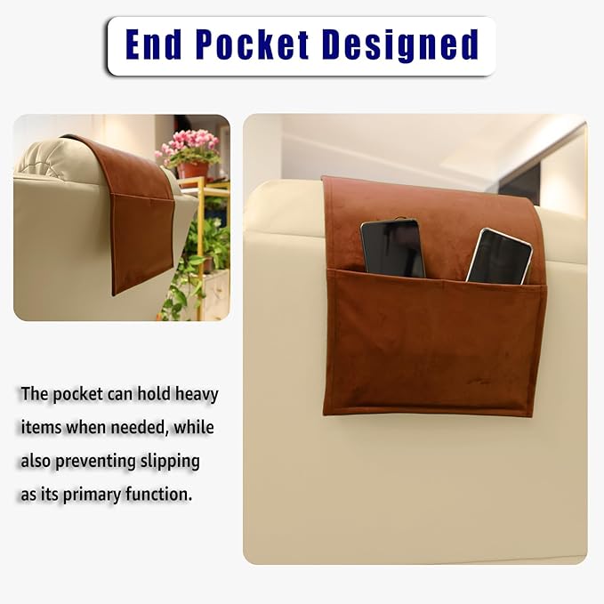 Velvet Recliner Head Pillow with Non-Slip Base - Adjustable Neck Support for Pain Relief in Home, Office and Travel (Pumpkin)