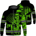 Maddly Hi Vis Reflective Zip Up Hoodie, High Visibility Safety Jacket with Skull Design for runner, worker, trucker, cyclist