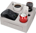 STBoo Couch Cup Holder Pillow - Sofa Drink Cup Holder Cozy Buddy | Bed Caddy Organizer Holds Remote, Snacks, Phones | Waterproof Anti-Spill Sofa Beverage Tray for Car, Pack, Beach, RV, Boat (PUGrey)