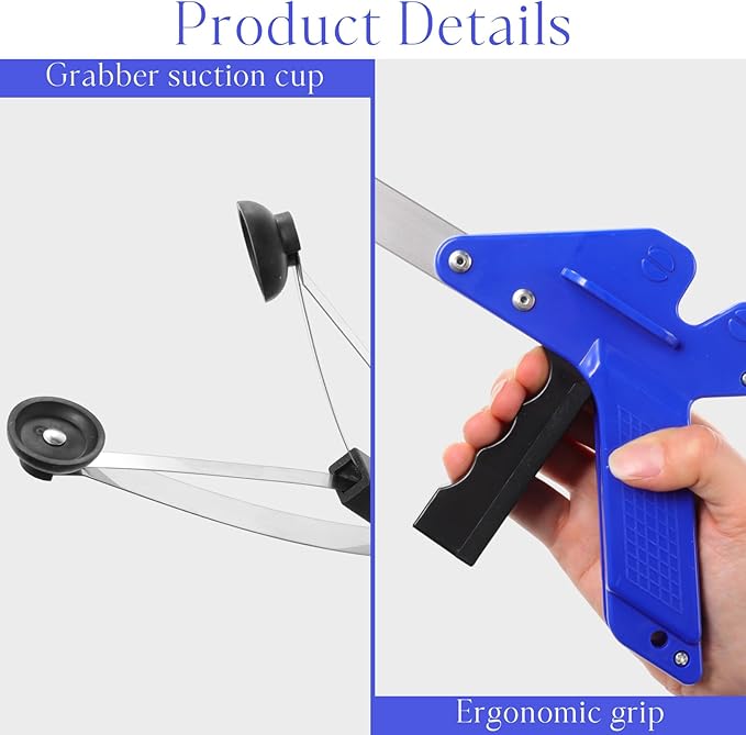 Sabary 10 Pack Suction Cup Reacher Grabber Heavy Trash Picker Grabber Tool, Long Handy Aids Nonslip Claw Reach Tool for Elderly Pick up Stick Arm Extension Litter Picker(Blue,35 Inch)