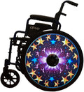 Designer Christmas Cover for Wheelchair Wheels, Waterproof Wheelchair Accessories, Aesthetics, Easy Install/Remove, Lightweight, for Adults and Kids (Super Star)