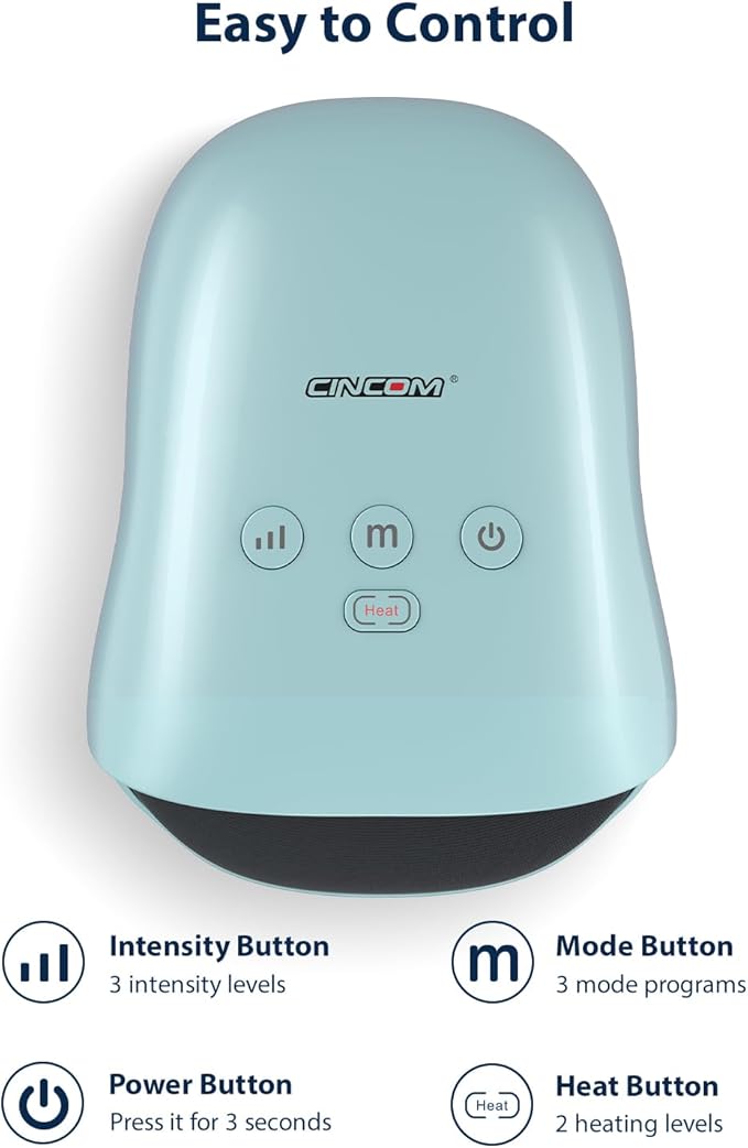 CINCOM Hand Massager - Cordless Hand Massager with Heat and Compression for Arthritis and Carpal Tunnel, Gifts for Women (Blue)