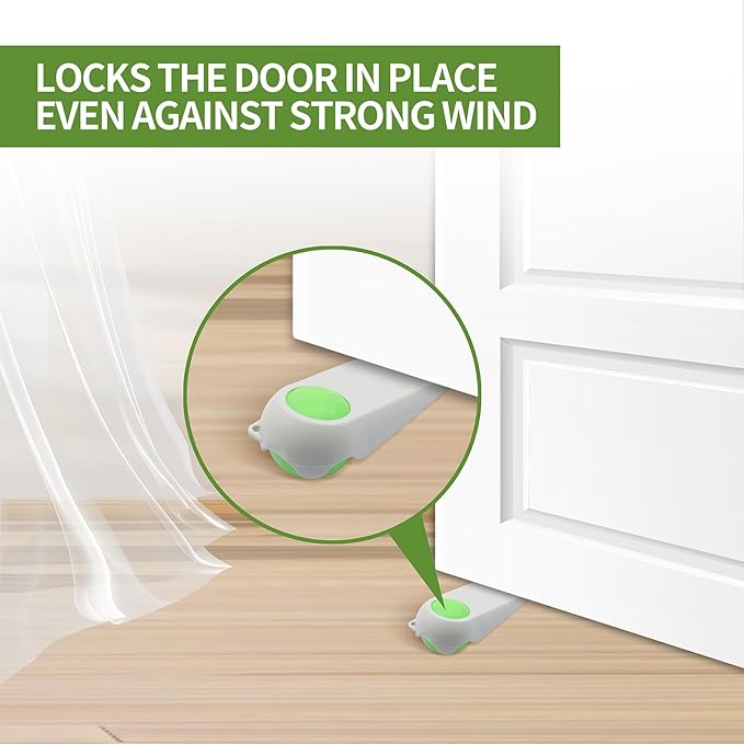 Door Stoppers for Bottom of Door, Rubber Door Stopper Wedges, Door Holders for All Types of Surfaces, 4 Pack Magic Ball Door Stops, 5 inch, Beige and Green
