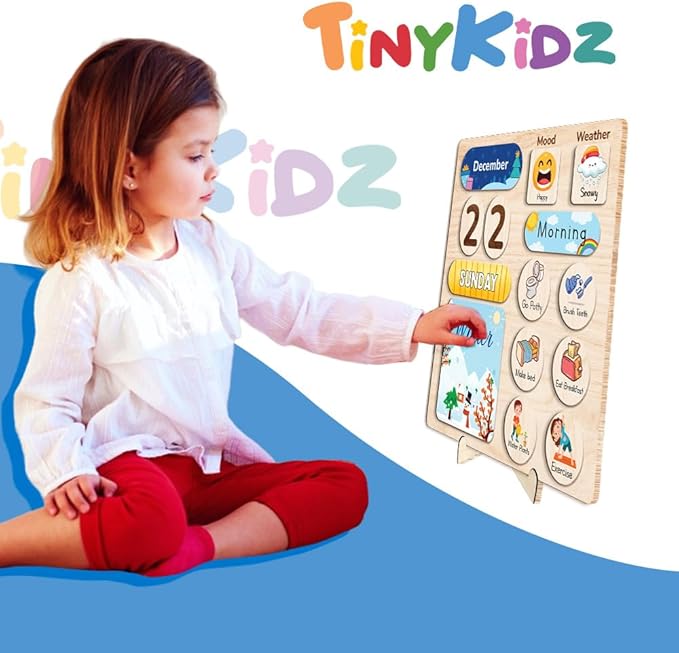 Wooden Daily Routine Chart, Kid Calendar, Routine Chart for Toddlers, Morning Bedtime Routine Chart for Toddlers (06)