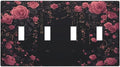 Light Switch Covers Dark Background Red Rose Leaf Quad Toggle Electrical Faceplate 4 Gang Wall Plate Decorative Switch Plates for Bedroom living Room Decor