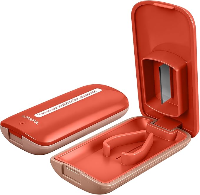 JohnBee Pill Cutter - Sharp & Durable Silicone Pill Splitter, Non-Slip Base, Portable Tablet Cutter for Daily Medication, Vitamins & Supplements. Designed for Swallowing Difficulties & Pets (Red)