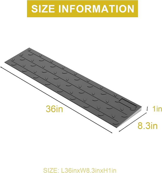 OrangeStar Heavy Duty Rubber Threshold Ramp, 1" Rise Wheelchair & Scooter Ramp with Cord Channel, Non-Slip Angled Entry for Doorways, Steps & Garages, 2200 LBS Capacity, 2-Pack (Black, 36" Length)