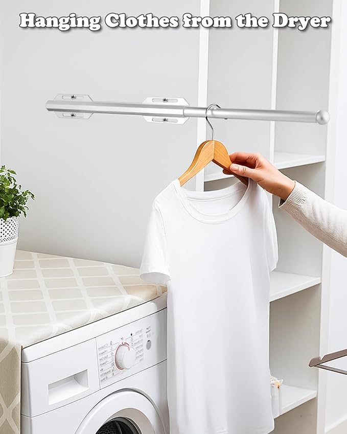Valet Rod for Closet Pull Out, 12" Adjustable extending closet rod, Standard Retractable closet rod organization rack, Valet Clothing Hanger Rods Extender for Wardrobe Laundry Bathroom (Starry Silver)