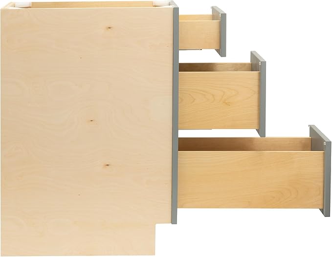 Quicklock RTA (Ready-to-Assemble) | Base Kitchen Cabinets - Shaker Style | Made in America (Magnetic Gray, 12" W x 34.5" H x 24" D 3 Drawer Pots and Pans)