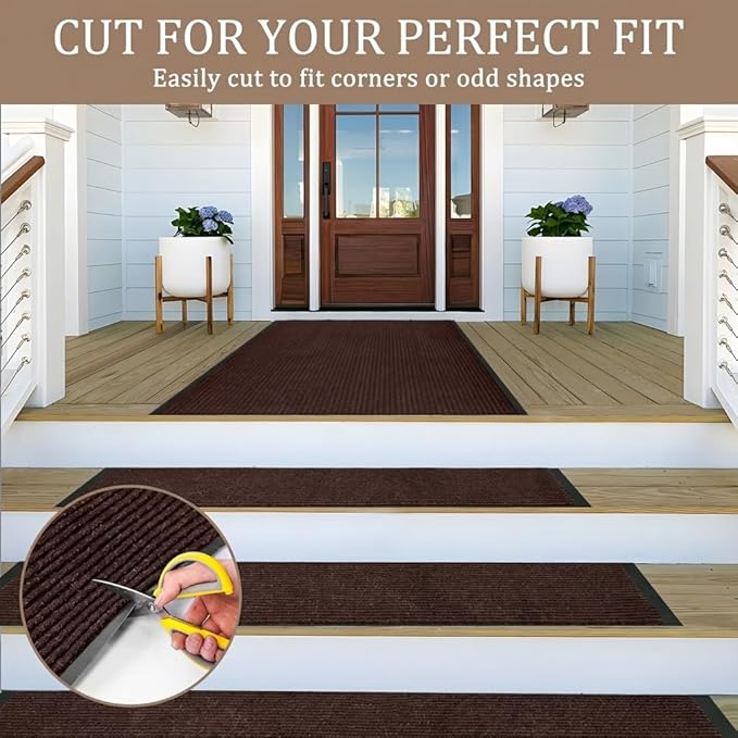 3' X 4' Commercial Grade Door Mat Indoor Outdoor Entrance, Traffic Guard Doormat, Industrial Rug Heavy Duty Brush Step Entrance Mat Weather Utility Rug with Non Slip Rubber Backing, Brown