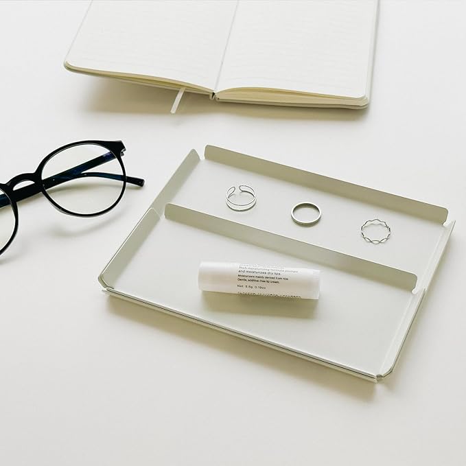 Aluminum Organizer Tray for Desk & Entryway - Minimalist Metal Catchall for Keys, Jewelry, Wallet | A6, Ivory | by PROGETTO2.70