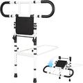 Bed Rails for Elderly Adults Safety, Bed Cane for Seniors, Adjustable Height Grab Bar Handrails with 2 Ergonomic Handles and Storage Pocket, Support up to 300 lbs, 180° Foldable Assist Rail