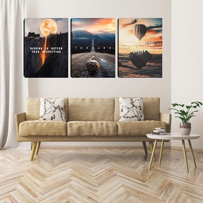 3 Pieces Motivational Canvas Wall Art Office Wall Decor Entrepreneur Quotes Inspiring Framed Poster Inspirational Quotes for Art Decoration Ready to Hang for Office Work Place Bedroom (36''Wx 16''H)