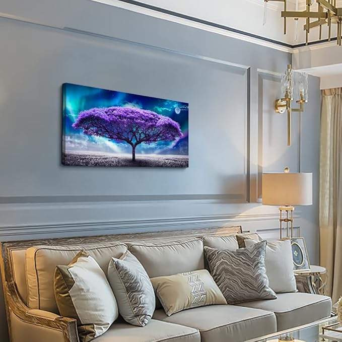 Lapremoly Purple Wall Canvas art For Living Room Bedroom Pictures Wall Decor Abstract Tree Large Art Wall Decor Nature Artwork Canvas Prints Colorful Office Paintings Decor Modern Room Decorations