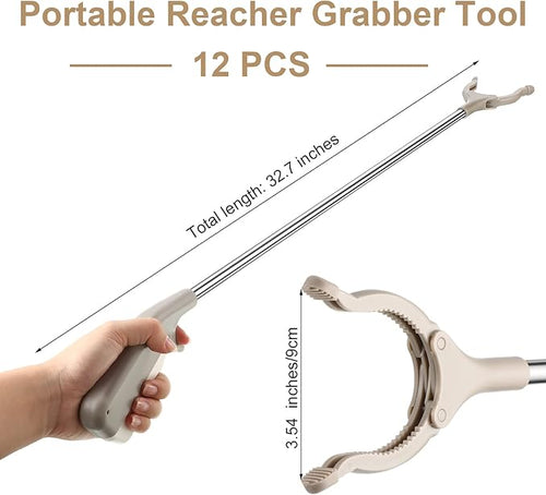 12 Pieces Reacher Grabber Tool Heavy Duty Grabbers Bulk for Elderly Grab Reaching Trash Picker 360 Nonslip Claw Grabber Mobility Aid Reaching Assist Pick up Grab Tool(32.7 Inch)