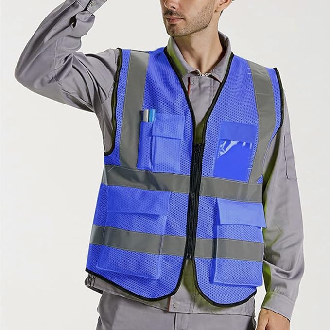 XIAKE Reflective Safety Vest for Men & Women High Visibility Class 2 Vest with Pockets Meets ANSI Standards