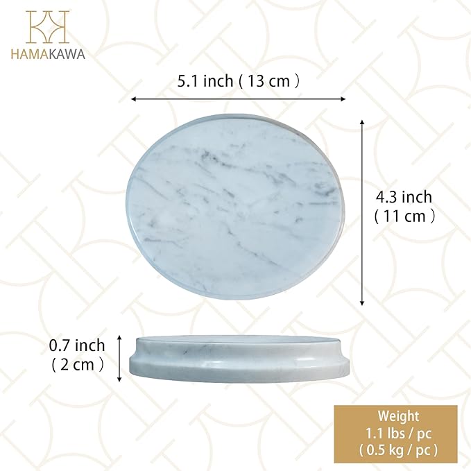 Oval Natural Marble Soap Dish, Carrara White Stone Jewelry Dish 5 Inch, Bathroom Shower Soap Holder, Modern Sponge Holder, Bar Soap Saver Tray, Kitchen, Easy to Clean