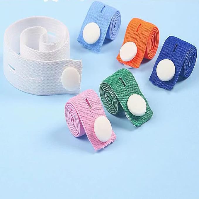 Bed Sheet Organizer Bands 20Pcs Elastic Band with Buttonholes, Stretchable Connectable, Roll-up Adjustable Clothing Storage Strap with Button, Luggage Space Saver, Drawer & Closet Organizer, Blue