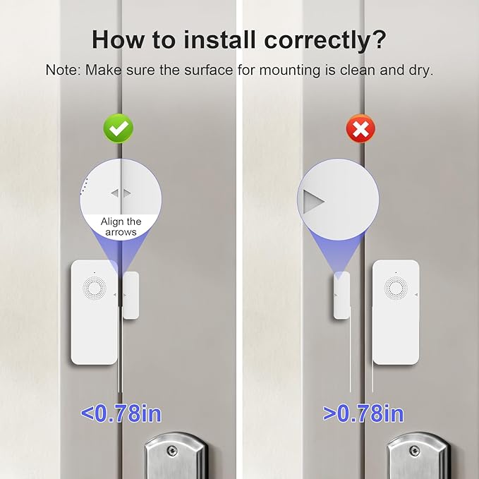 Wireless Door and Window Alarm Sensor,120dB Requires PGST Hub (not 3rd-Party),Zigbee Connection,Smart Life or Tuya APP Control,3 Years Battery Life,Easy to Install,for Basement,Garage,Warehouse